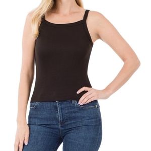 ZenanaBlack Ribbed Camisole - Women